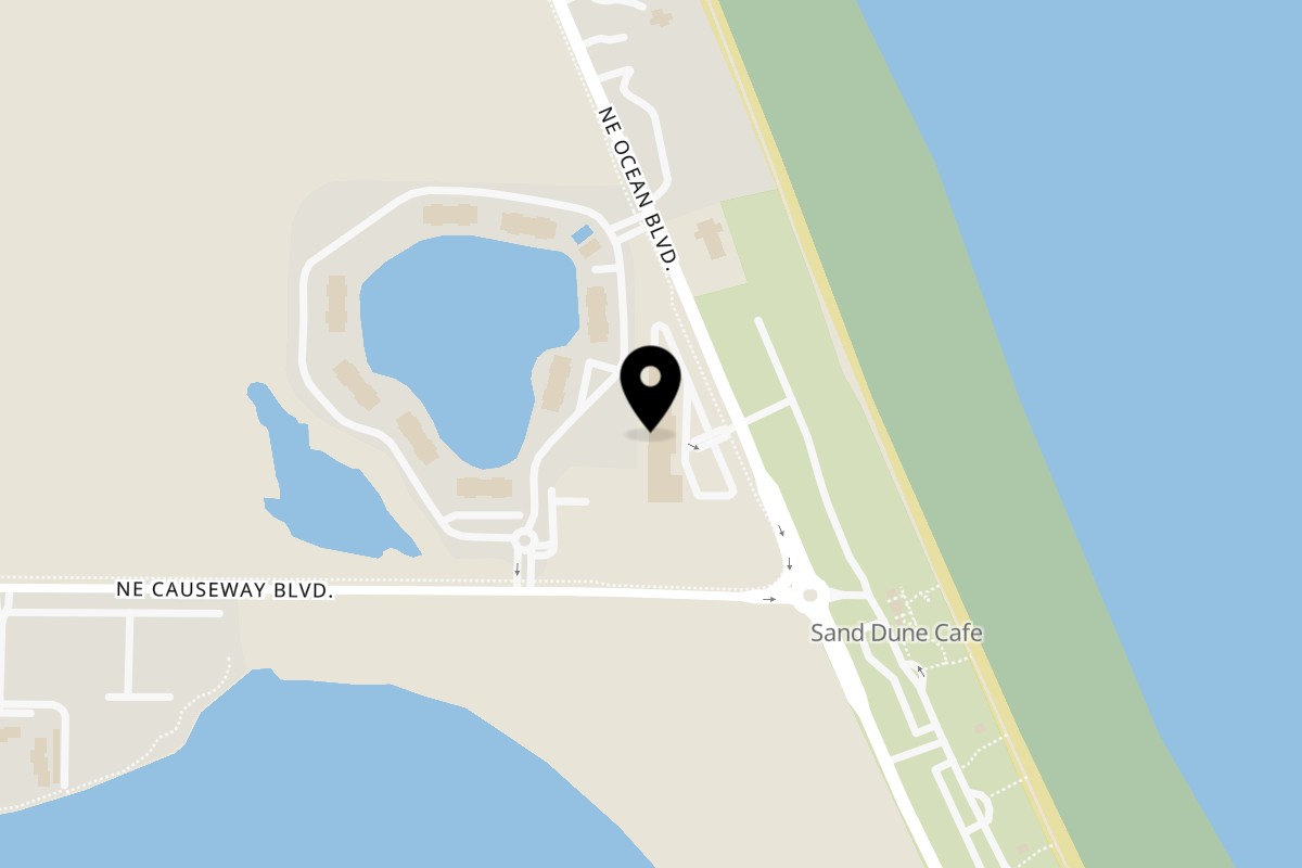 Map showing the location of Due Fratelli's Pizzeria and Restaurant on 4272 NE Ocean Blvd in Jensen Beach